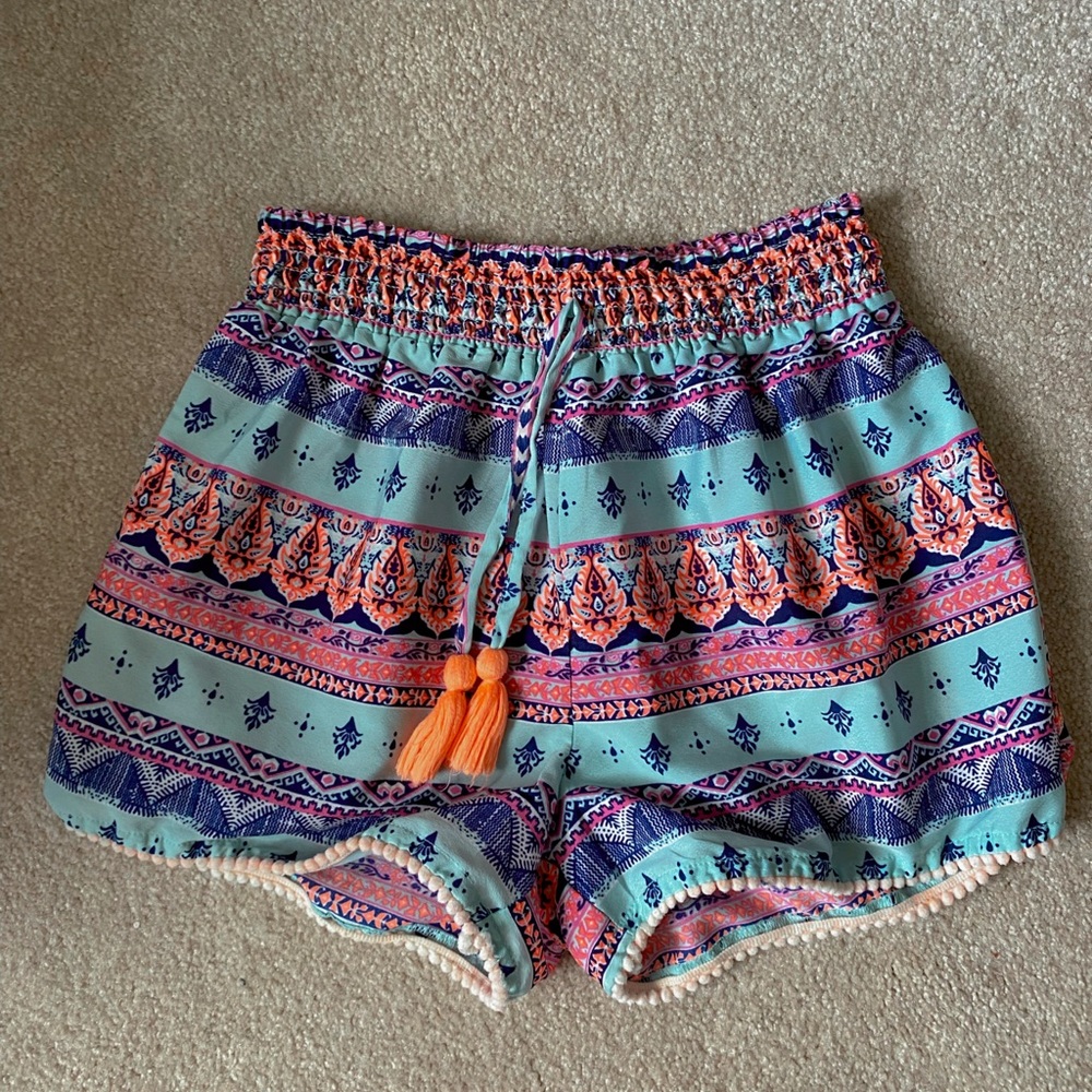 Girls drawstring tribal print shorts size 12